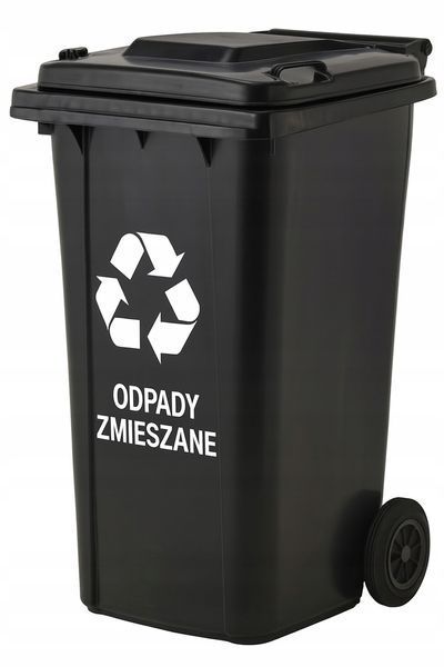 Контейнер для сміття 120л Сміттєвий бак Відходи Контейнер для сортування Міцний Чорний 17862387965 фото